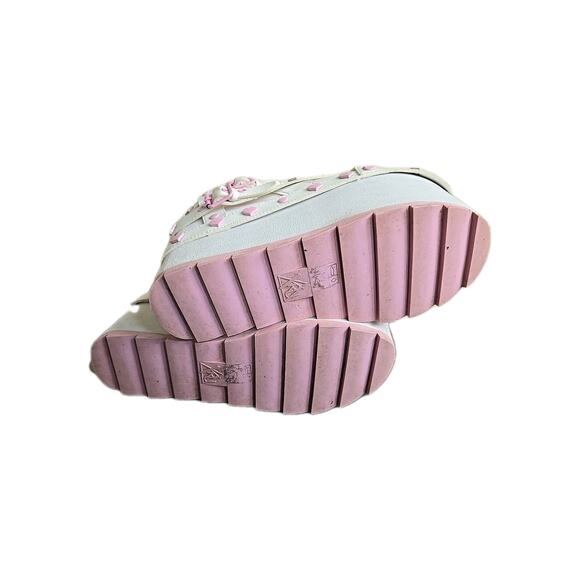 YRU Shoes Size 8 QOZMO White/Pink Hearts Slayr Hi Platform Sneakers Rave Club - Picture 8 of 8